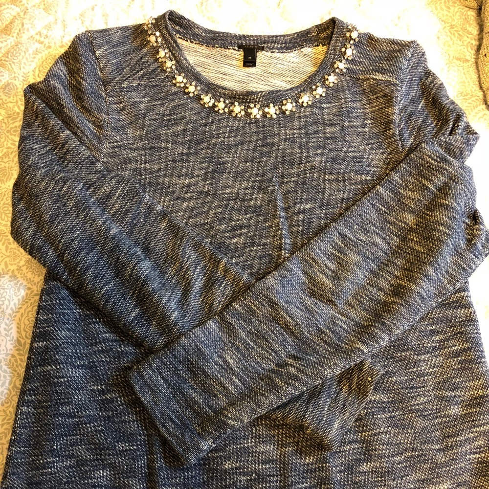 J.crew Jeweled neck sweatshirt